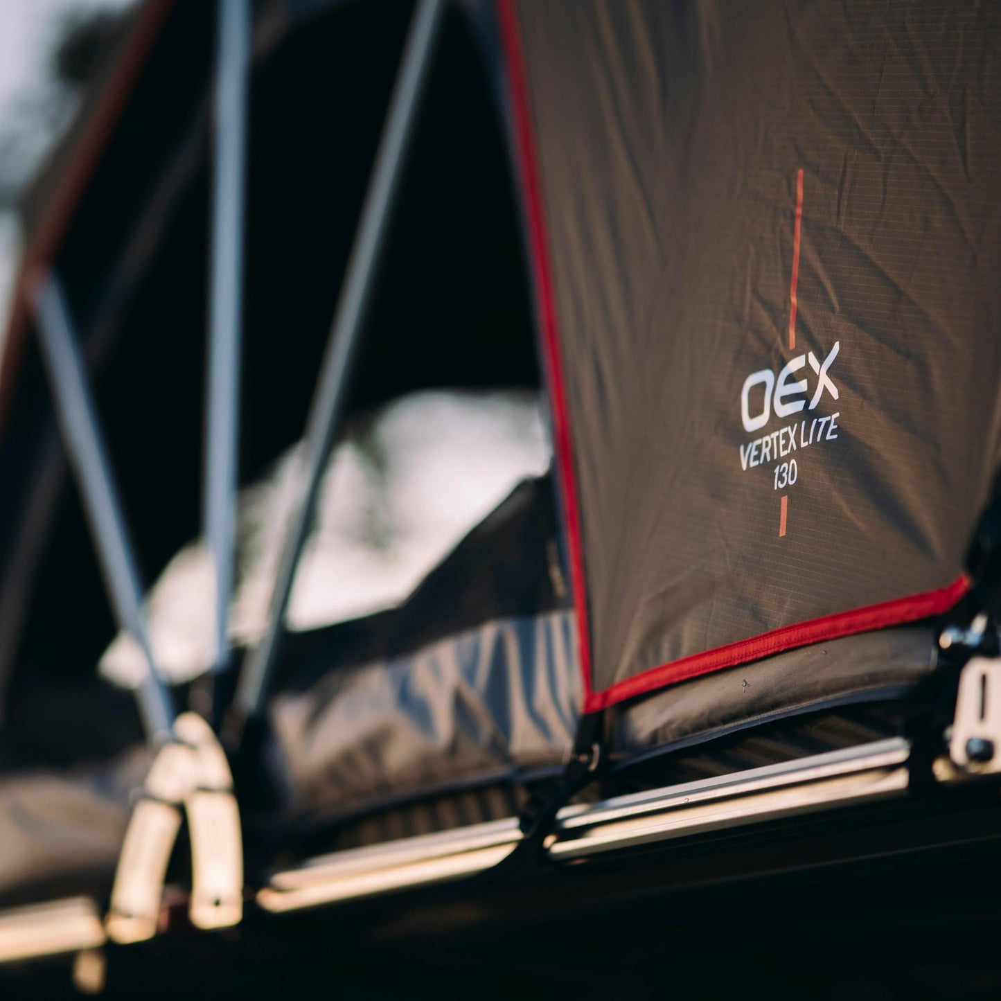 Vertex Lite 130 Roof Tent with Integrated Foam Mattress & Foldaway Ladder, 2 Man, Darkened Bedroom, Panoramic Windows, High Compatibility, Car, Vehicle, Camping & Travelling, 6000mm HH, Grey