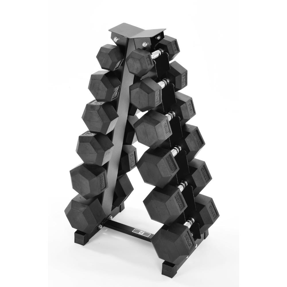 5kg-30kg Hex Dumbbell Set & 6-Tier Rack